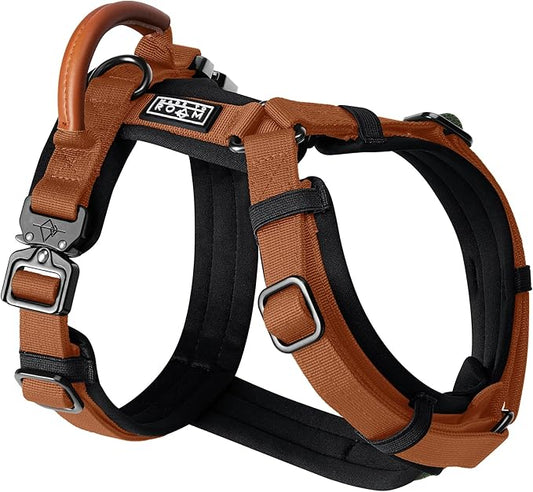 MADE TO ROAM Premium Explorer Harness - Y-Shaped Dog Harness with Adjustable Durable Nylon, Soft Padding, Metal Buckles and Leather Handle for Small, Medium, Large Dogs (Nevada Evening, Size 5)