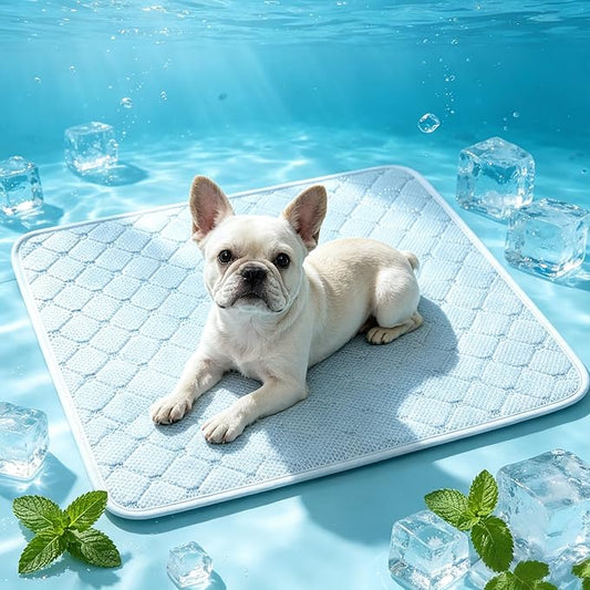 Pet Cooling Mat Scratch Resistant QMAX>0.5 Instant 6-12°F Drop No Water or Electricity Needed Self Cooling Crate Mat for Bed, Floor, Car Travel Indoor Outdoor Summer Use Light Gray 28" x 22"