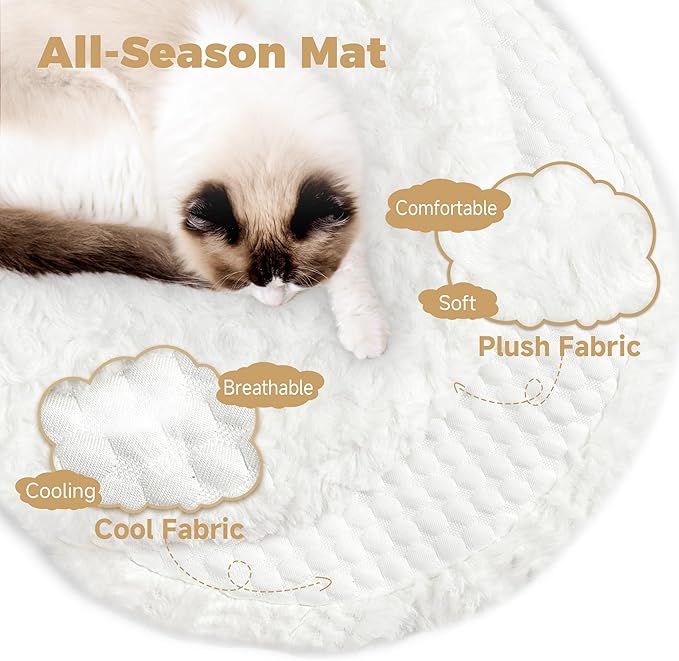 Easyego Modern Cat Tree, 36.6" Aesthetic Wood Cat Tree Tower for Large Cats, Luxury Cat Condo with Scratching Posts and Flower Platforms, Cat Furniture, White