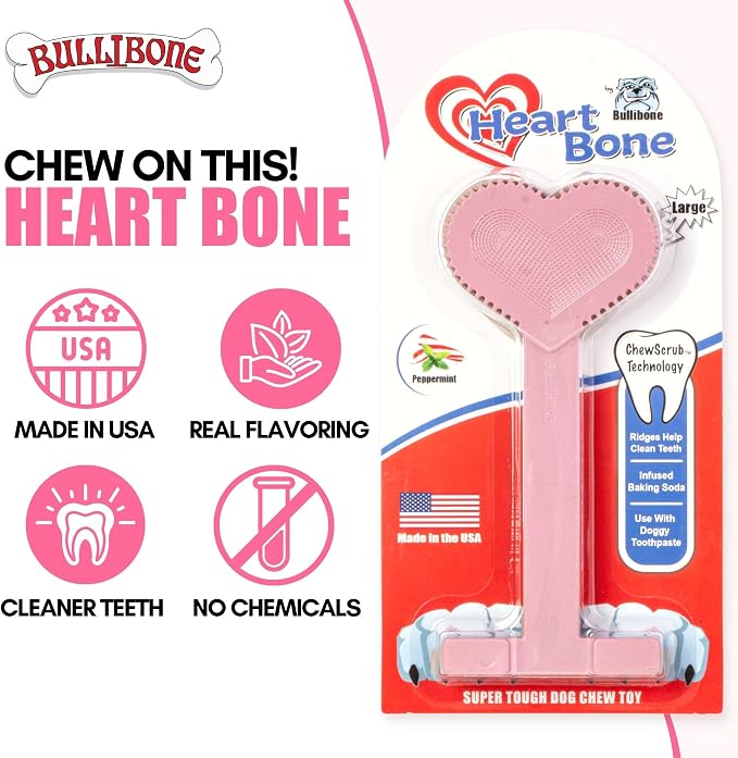 Bullibone Nylon Dog Chew Toy for Aggressive Chewers - Dental Hygiene Bone with Peppermint Flavor, Durable Tough Chew Toys for Large Dogs, Indestructible Dog Bone - 2 Pack