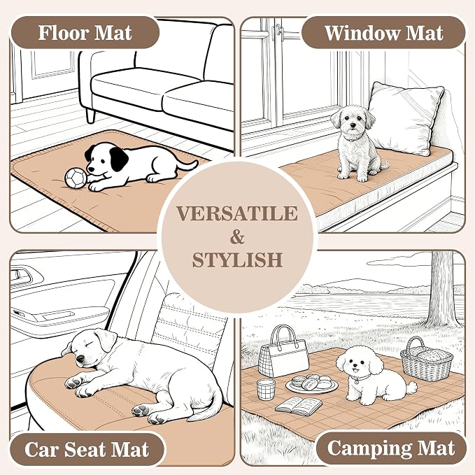 MYSKY HOME 100% Waterproof Couch Cover for Dogs, Plush Pet Couch Covers for Sofa Washable, Couch Covers for 3 Cushion Sofa Pet Friendly, Non-Slip Durable Sofa Cover Slipcover Protector, Khaki, 35"x71"