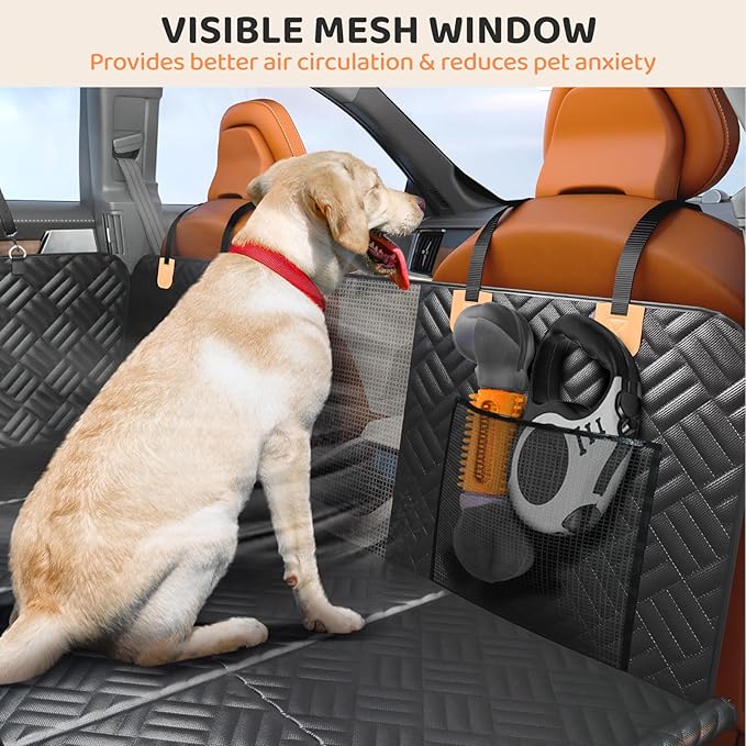 PROZAR Dog Car Seat Cover for Back Seat, Hard Bottom Back Seat Extender, Back Seat Pet Cover for Dogs - Supports 400lbs, Waterproof Heavy Duty Scratch Dog Hammock for Compact Cars/SUVs, 51in