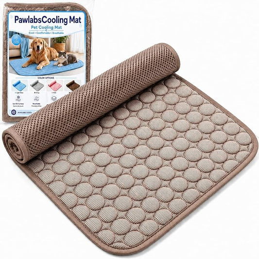 Mat for Dogs and Cats, Ice Silk Pet Cooling Mat, Washable Dog Cooling Pad with Soft PP Cotton Padding, Breathable Dog Bed Mat for Crate, Sofa, Car, Indoor Outdoor (Coffee, Small)