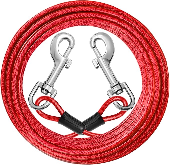 jenico Dog Tie Out Cable: 15ft Dog Leads for Yard Heavy Duty - Reflective Chain Leash for Outside Small Large Dogs Up to 125lbs Outdoor Runner Camping