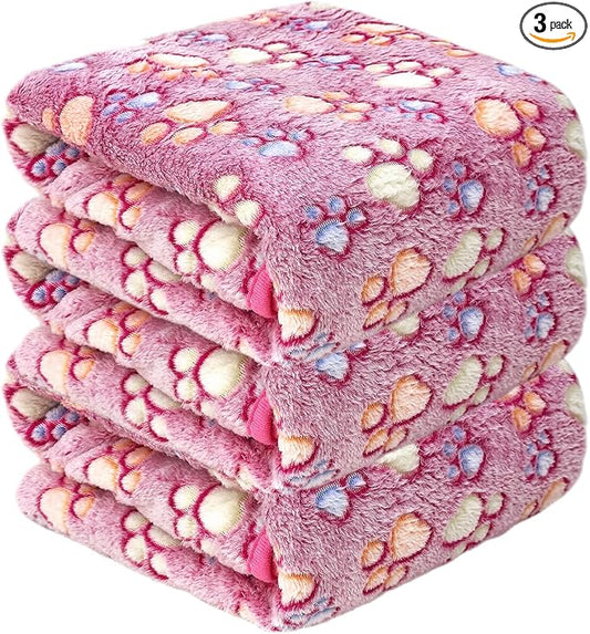 Dog Blankets for Large Dogs, 3 Pcs Dog Blanket Washable, Soft Fluffy Flannel Pet Blanket Mat Cover for Bed Couch, Cute Print Puppy Blanket 60" x 50"
