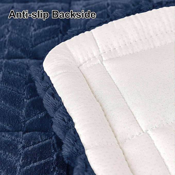 Smiry Couch Cover for Dogs, Non Slip Fuzzy Pet Sofa Covers Washable for 2-3 Cushion Couch, Soft Thick Furniture Protector for Cats Dogs, Against Fur, Dirt, Scratch Resistant (Navy, 35.4"x63")