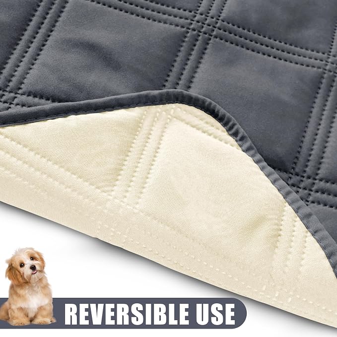 Smiry Waterproof Dog Bed Cover Blanket 40x70, Soft Reversible Pet Blanket, Washable Leakproof Cats Dogs Couch Cover for Sofa, Couch, Furniture, Dark Grey/Beige