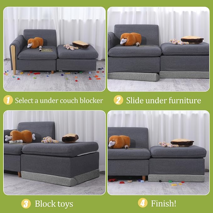MABOZOO Triangular Toy Blocker for Under Furniture, Under Couch Blocker, Under Sofa Toy Blockers for Pets, Bed Blockers for Under Bed, Stop Things from Sofa, Bed, Other Furniture(3 Pack)