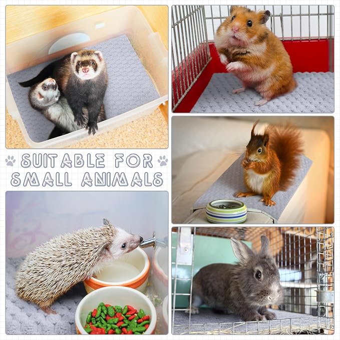 SmoothNovelty 5 Pcs Waterproof Guinea Pig Blankets Washable Small Animal Pad Pee Pet Blanket Sleep Bedding Mats Absorbent Guinea Pig Cage Liner Reusable Pet Sleep Pad(Gray,18" X 24",Waffle)