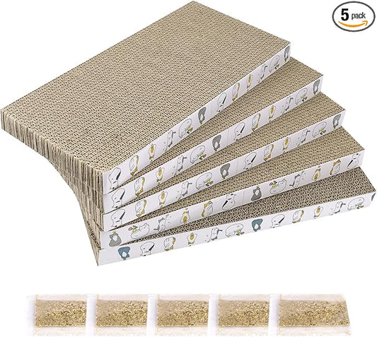 PatiencET Cat Scratcher Cardboard 5 PCS Cat Scratch Pad Reversible Scratcher Texture Design Durable Cat Scratching Pad