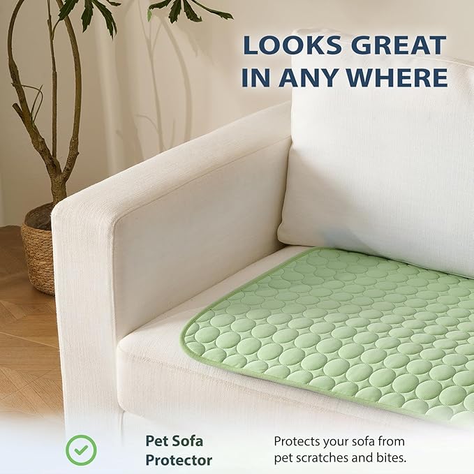 MICROCOSMOS Summer Cooling Mat & Sleeping Pad- Water Absorption Top, Materials Safe, Easy Carry, EZ Clean. Keep Cooling for Pets, Kids and Adults.(Green, 36" x24")