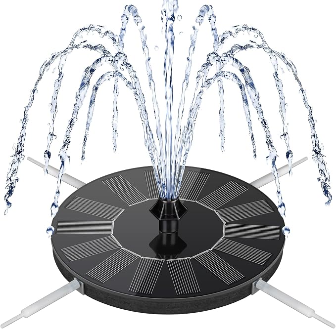 Mademax Solar Bird Bath Fountains, Upgrade 1.4W Solar Fountain Pump with 8 Nozzles & 4 Brackets, Free Standing Floating Solar Powered Water Fountain Pump for Bird Bath, Garden, Pond, Pool, Outdoor
