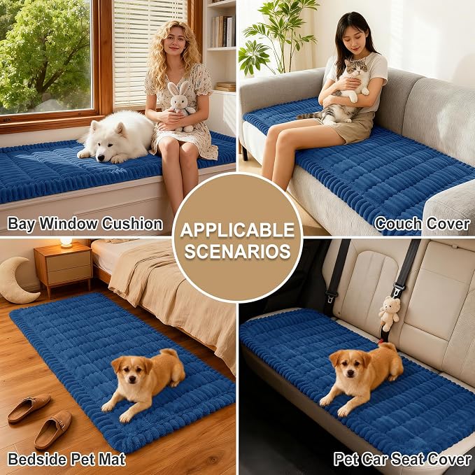 hyha Couch Cover for Dogs Washable, Non Slip Thick Flannel Sofa Protector, Pet Friendly Plush Furniture Cover for Sectional Sofa & Loveseat (Navy Blue, 27.6" x 27.6")