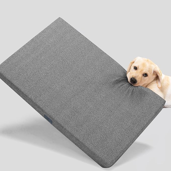 Veehoo Chew Proof Dog Bed for Crate, Indestructible Dog Crate Bed for Aggresive Chewers, Small Tough Chew Resistant Pet Pad with Hidden Zipper, Removable Washable Cover