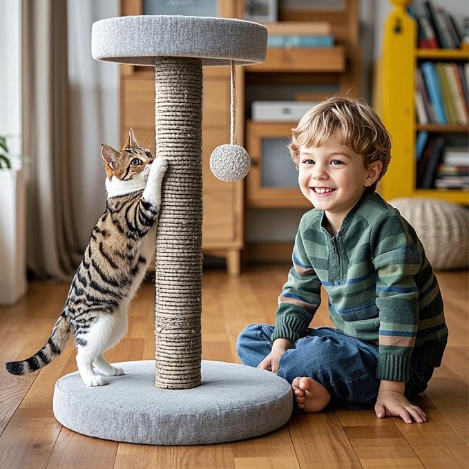 PowerKing Natural Sisal Replacement Scratching Post, 4 Pieces M8 Cat Scratch Post Refill Pole Parts for Refurbishment, White, Include Screws (Grey-15.7''+15.7''+7.87''+7.87'')