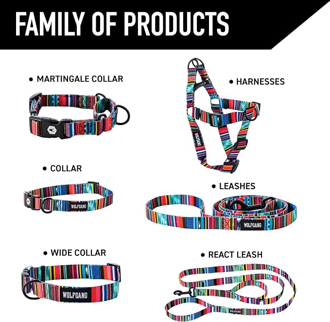 Wolfgang Heavy Duty Adjustable Dog Harness, Pull-Tested to Over 800 lbs for Walking & Training, Quetzal Print, Medium