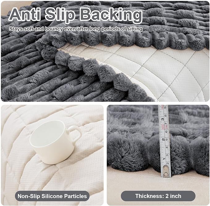 Waterproof Dog Couch Cover, Non Slip Pet Sofa Protector, Thick Fuzzy Couch Cover for Dogs, Machine Washable Furniture Protector, Scratch Resistant Pet Couch Mat(Dark Gray, 28" x 83"/70 x 210cm)