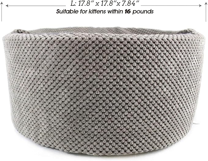 Winsterch Large Cat Bed - Soft, Enclosed & Washable cat Cave Bed for Indoor/Outdoor Cats & Kittens with Anti-Slip Bottom,Calming, Covered Cave Bed (Gray,17.8 x 17.8 x 7.84 in)