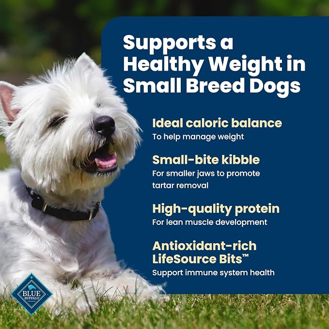 Blue Buffalo Life Protection Formula Healthy Weight Small Breed Adult Dry Dog Food, Chicken & Brown Rice, Supports Immunity With LifeSource Bits, Promotes Healthy Lean Muscles & Weight Control, 5 lbs.