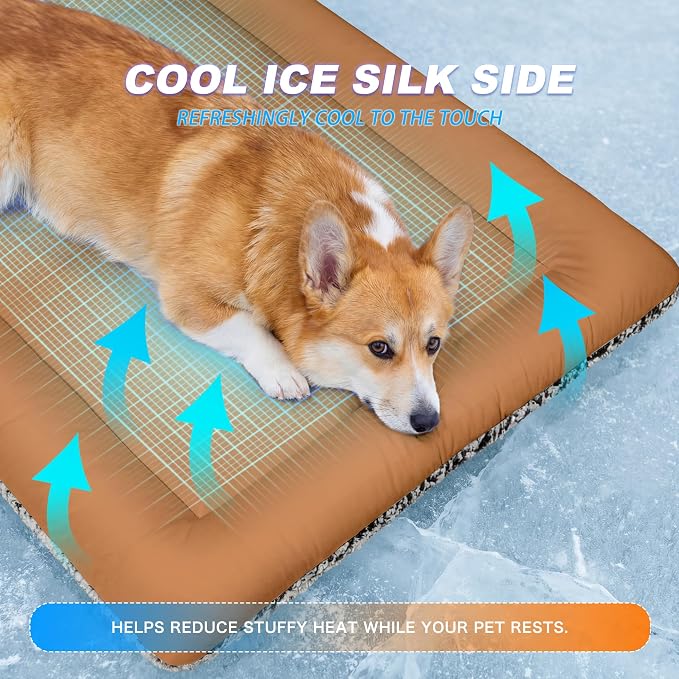 Cat Cooling Mat, Self Warming Cat Bed, Reversible Warm & Cooling Cat Bed, Winter Warm Cat Pad & Summer Cooling Cat Mat for Kittens & Small Dogs, Perfect for Crates, Beds & Sofas, Dark Brown, 18" x 24"