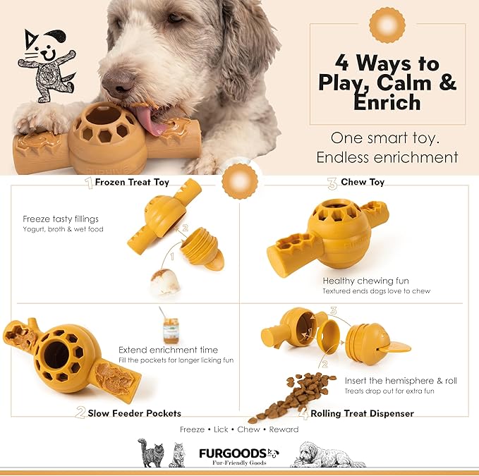FURHIVE Interactive Dog Enrichment Toy – Frozen Treat Feeder, Treat Dispenser, Slow Feeder & Lick Toy for Mental Stimulation, Boredom Relief and Calming Play