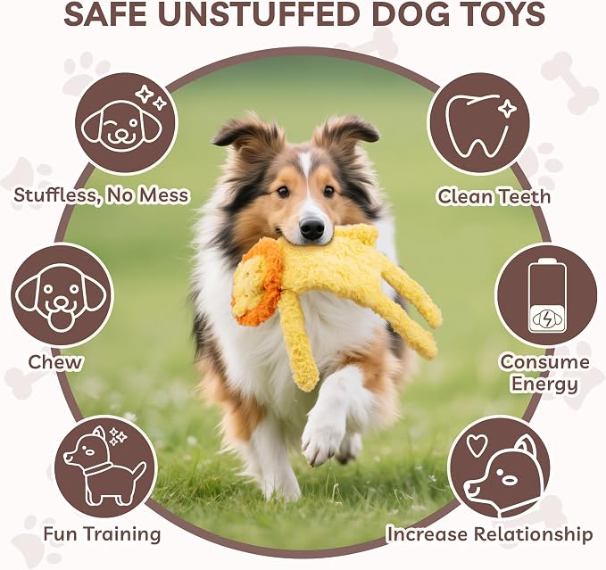 SHARLOVY No Stuffing Dog Toys 5 Pack, Crinkle Interactive Dogs Toy for Boredom, Puppy Toys for Teething to Keep Them Busy, Cute Squeaky Dogs Toy for Small, Medium, and Large Breed