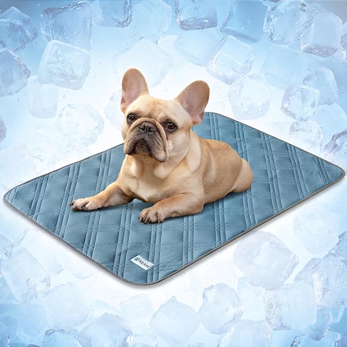 PetAmi Dog Cooling Mat, Waterproof Self Cooling Dog Pad with Non-Slip Backing, Q-Max >4.0 Pet Cooling Mat for Crate, Couch, Kennel & Car, Indoor Outdoor Summer Use, Light Blue, 29x40
