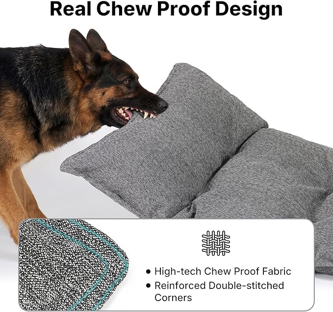 Veehoo Indestructible Dog Bed for Crate, Chew Proof Dog Crate Pad with Reinforced Corners, Medium Washable Chew Resistant Pet Mat for Kennel, 30" x 18"
