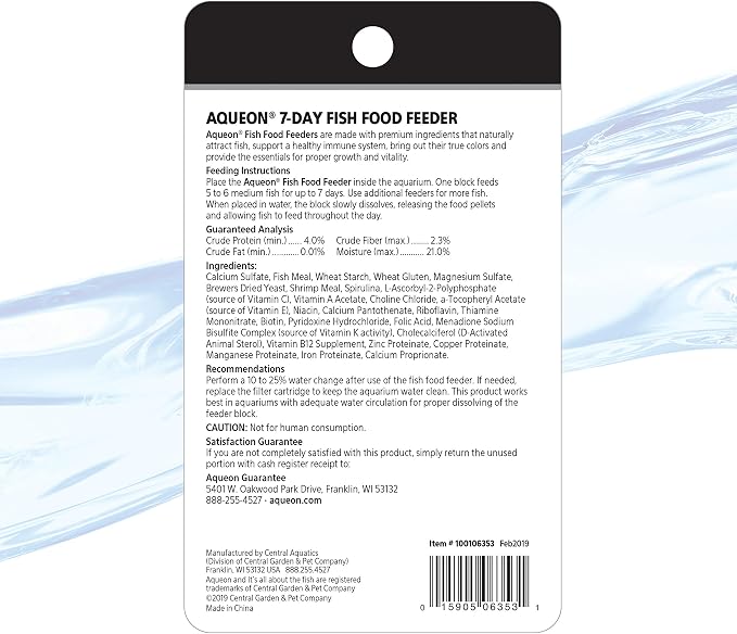 Aqueon 7 Day Vacation Feeder Slow- Release Fish Food for Tropical Fish - 4 Pack