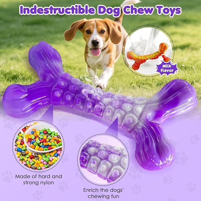 WOWBALA Dog Chew Toy Aggressive Chewers - 2 Pack Indestructible Dog Toys - Tough Dogs Toy to Keep Them Busy - Pet Toys for Medium, Large Breed，Teeth Cleaning & Boredom Relief（2 Pack）