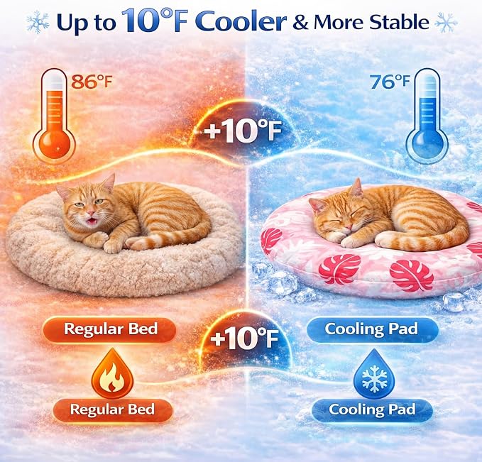 Drydiet Pet Cooling Mat for Cats & Small Dogs, 20'' Self Cooling Pad with Gel, Waterproof & Scratch-Resistant, No Water or Electricity Needed, Summer Cold Bed for Indoor Outdoor Use