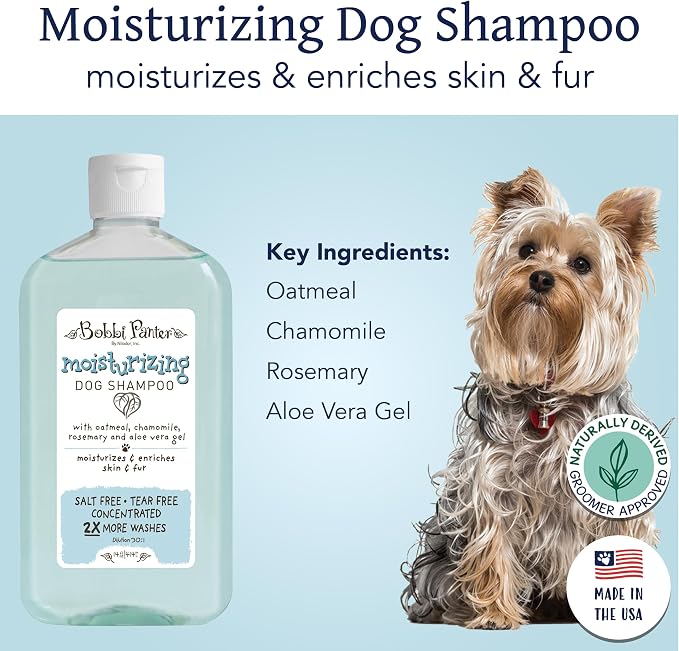 Bobbi Panter Oatmeal Dog Shampoo Aloe Vera, Chamomile & Rosemary – Moisturizing Natural Formula for Dry Skin, Tear-Free, 30:1 Concentrate, 14 oz (Case of 12)