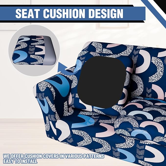 Stretch Couch Covers for 3 Separate Cushion Couch Sofa,Floral Printed Couch Sofa Cover,Washable Sofa Slipcover,Pet Friendly Furniture Protector with Elastic Bottom,Universal Fit for Home(Sofa,Cover)