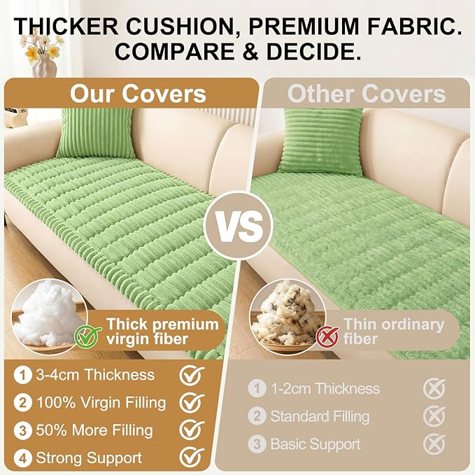 Smiry Couch Cover for Dogs, Non Slip Washable Sofa Protector for Pets, Soft Furniture Cover for Pet, Stylish Sofa Covers, Cozy Protect Against Fur, Dirt & Everyday Messes (Grass Green, 27.6" x 70.9")