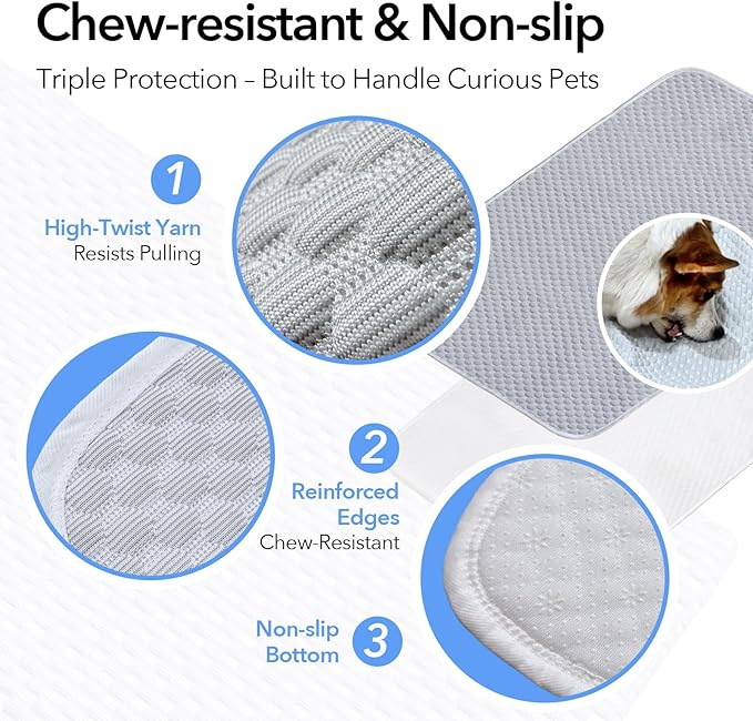 Dog Cooling Mat 38"x26" for Medium Dogs, Q-Max 0.4+ Ice-Silk Fabric, Waterproof & Machine Washable, Non-Slip Portable Pet Cooling Pad for Crate, Indoor & Outdoor Use (M)