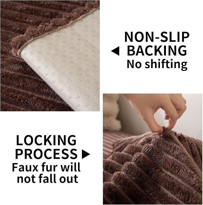 HAOMAIJIA Waterproof Couch Cover for Dogs Washable,Faux Fur Pet Couch Covers for Sofa,Soft Dog Bed Cover Non-Slip Couch Covers for 3 Cushion Couch Sofa Pet Friendly (Brown, 35" x 82" 1 Pack)