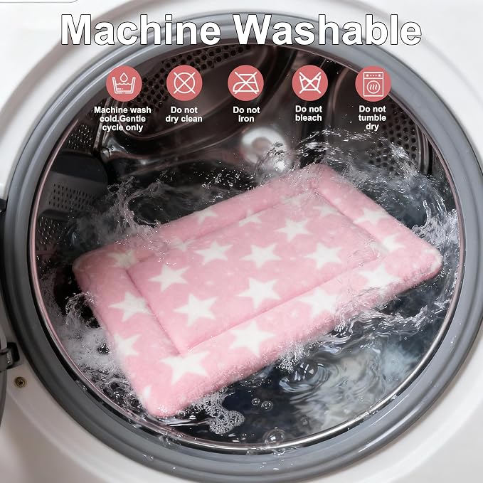Washable Dog Bed Plush Orthopedic Outdoor Crate Mat with Non-Slip Bottom,Luxe Soft Kennel Pad for Pets, Cozy Cage Cushion & Pet Sleeping Mattress Large Sized,Medium,Small Dogs,36 x 24 inch,Pink