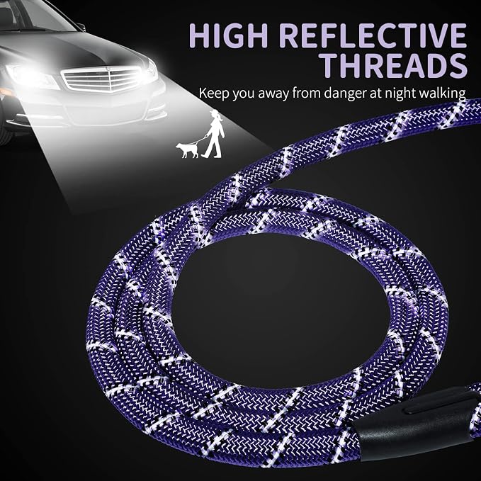Long Dog Leash for Training 30Ft-Reflective Nylon Rope with Swivel Hook-Recall Agility Lead for Large Small Medium Dogs Outside Walking Hiking-Purple