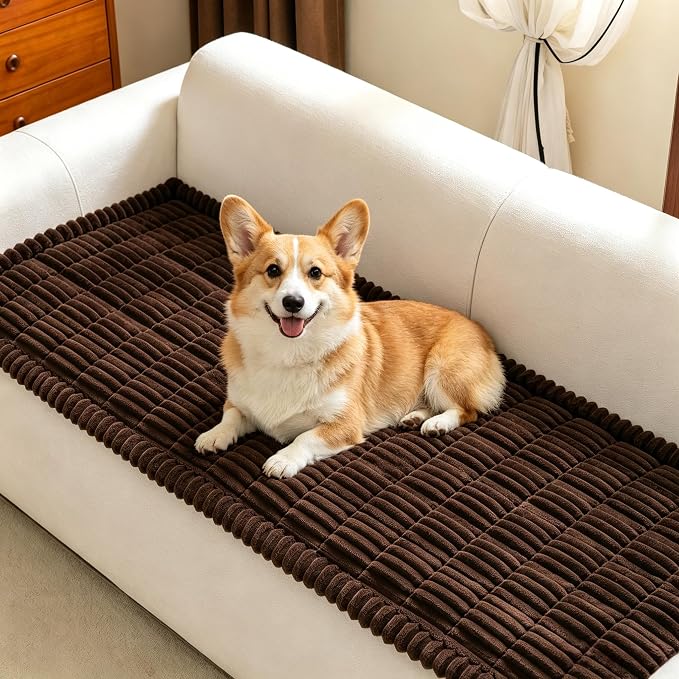 MYSKY HOME Couch Covers for 3-4 Cushion Sofa Pet Friendly, Couch Cover for Dogs, Sofa Covers for Pets Washable, Soft Non-Slip Sofa Slipcovers Furniture Protector Covers, Chococlate, 27.6" x 82.7"