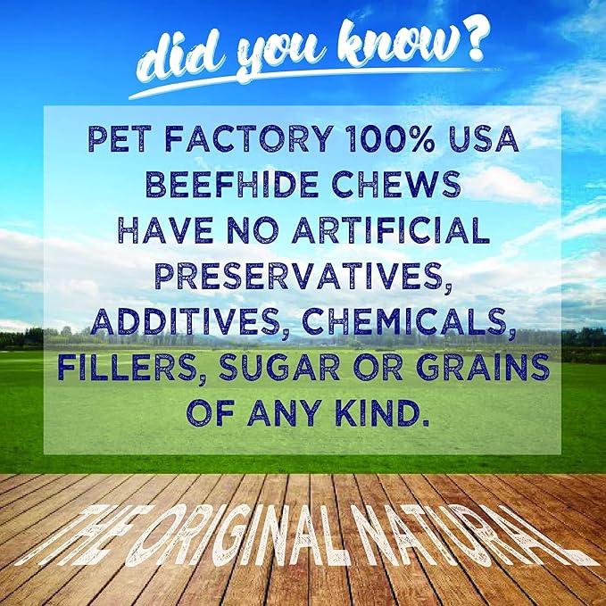 Pet Factory 100% Made in USA Beefhide 7" Braided Sticks Dog Chew Treats - Natural Flavor, 6 Count/1 Pack