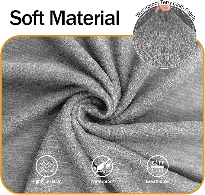 Waterproof Couch Cover, Stretch Non-Slip Sofa Slipcover with Elastic Bottom that Stays in Place - Leakproof Furniture Protector for Kids and Pets - Washable (Sofa, Light Gray)