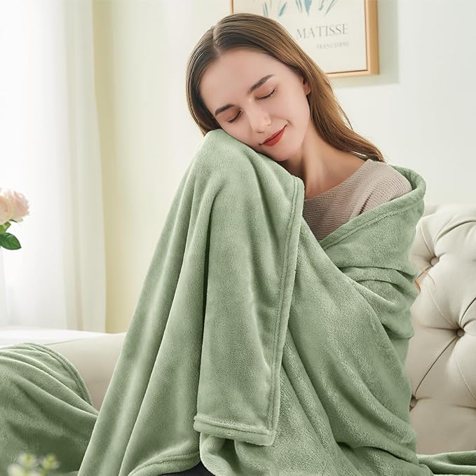 BEDELITE Fleece Blanket Twin Size Sage Grey Green Throw Blankets for Couch & Bed, Luxury Plush Cozy Fuzzy Blanket 60x80 inches, Super Soft Warm Lightweight Throw Blanket for Travel Camping