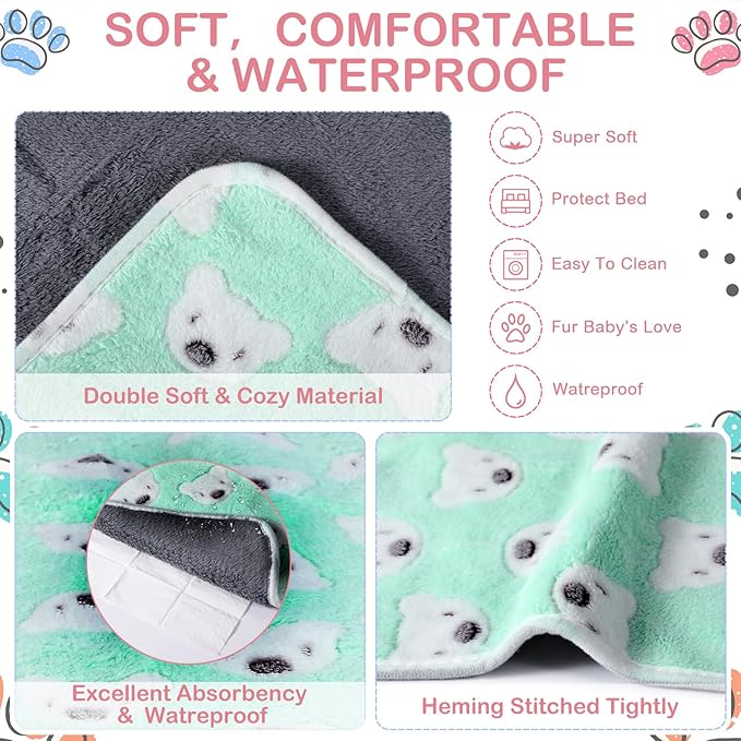 Reginary 4 Pcs Waterproof Guinea Pig Blankets Washable Small Animal Fleece Bedding Absorbent Guinea Pig Cage Liners Reusable Training Pee Pad Pet Sleep Mat for Hamster(Bear Pattern,24 x 16 Inch)
