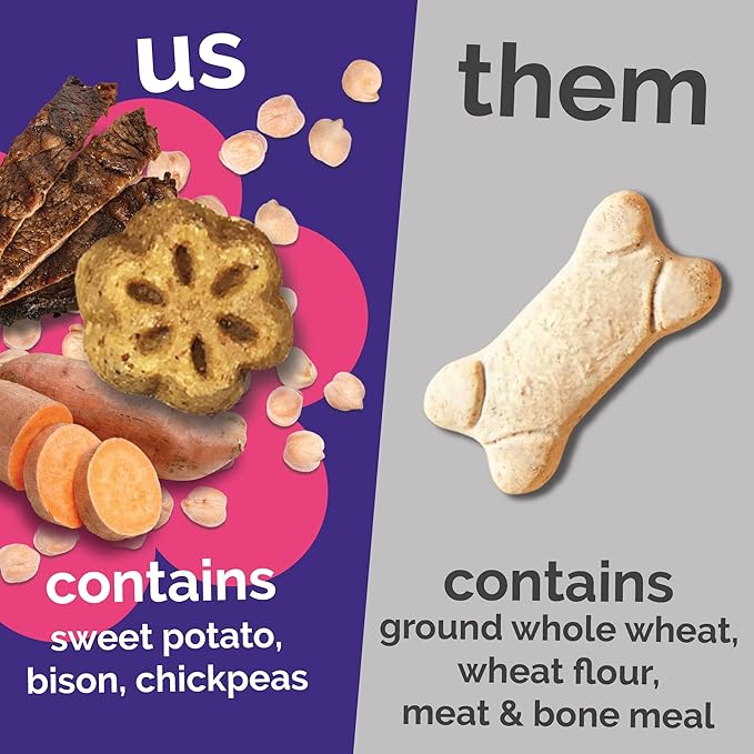 Fruitables Skinny Mini Dog Treats, Healthy Sweet Potato Treat for Dogs, Low Calorie & Delicious, Puppy Training, No Wheat, Corn or Soy, Made in the USA, Grilled Bison Flavor, 20oz