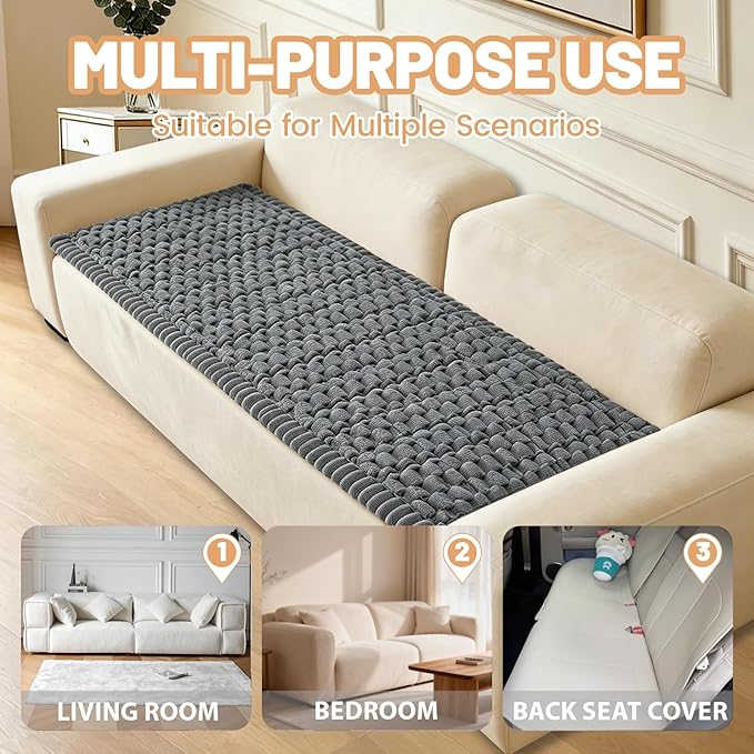 Waterproof Couch Cover for Dogs Washable,Non Slip Fuzzy Durable Couch Covers for 3 Cushion Sofa Pet Friendly Sofa Cover Dog Thick Soft Slipcovers Protector Couches Mat Bed (Grey, 27.6" x 59.06")