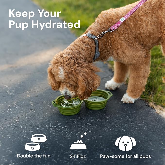 Pup Culture Dual Collapsible Dog Bowls | Silicone Travel Water Bowl for Dogs | Food Grade, No Plastic Rim, Portable Dog Bowl for Food and Water - Easy to Clean | BPA Free and Safe for Your Pup-Black