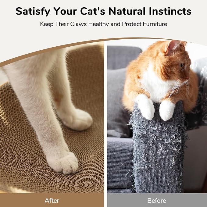 FUKUMARU Cardboard Cat Scratcher Bed, 2-in-1 Oval Cat Scratch Pad, Cats Scratching Board Lounge Bed Indoor, Durable Modern Kitty Scratcher Bowl, Cats Scratch Furniture Protector, Polka Dot