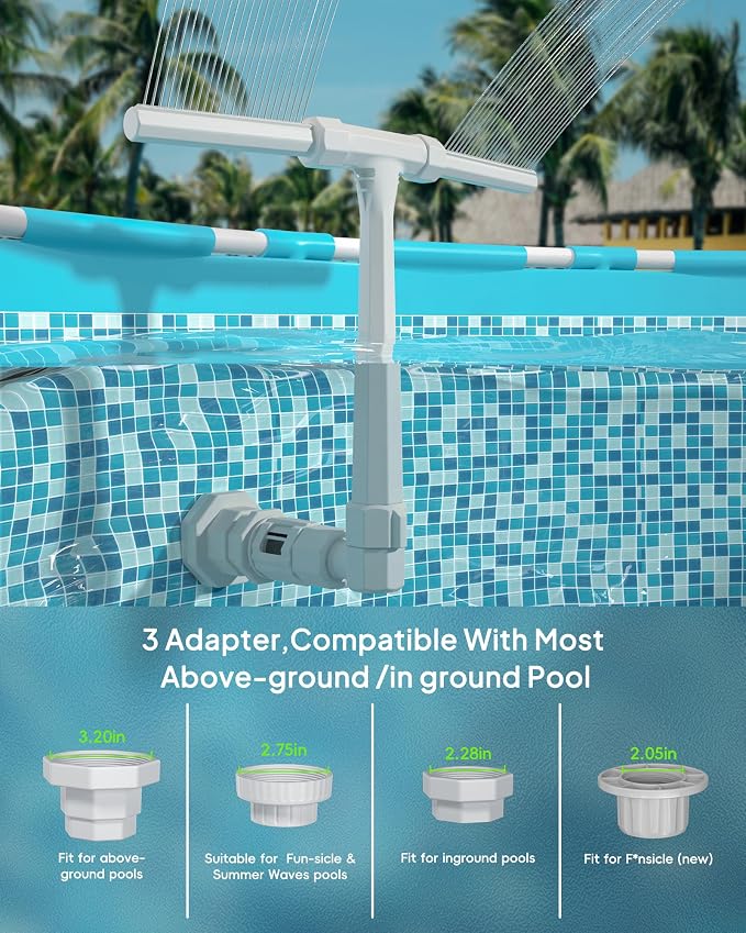 2026 Upgrade Higher Pool Fountain with Lights for Above Ground/Inground Pools, 360° Adjustable Water Sprinkler Dual High-Pressure Spray, Remote-Controlled, Waterfall Cooler (Gray)