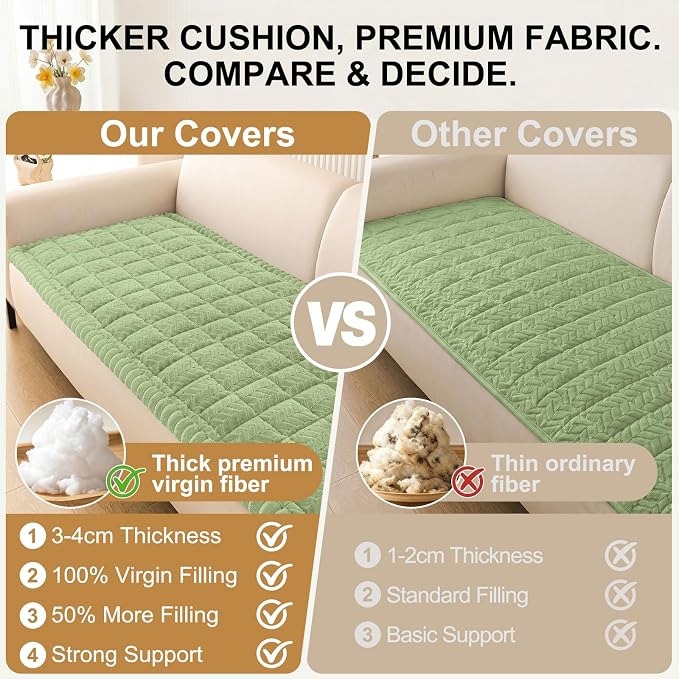 Smiry Couch Cover for Dogs, Non Slip Fuzzy Pet Sofa Covers Washable for 3 Cushion Couch, Soft Thick Furniture Protector for Cats Dogs, Against Fur, Dirt, Scratch Resistant (Grass Green, 27.6"x88")