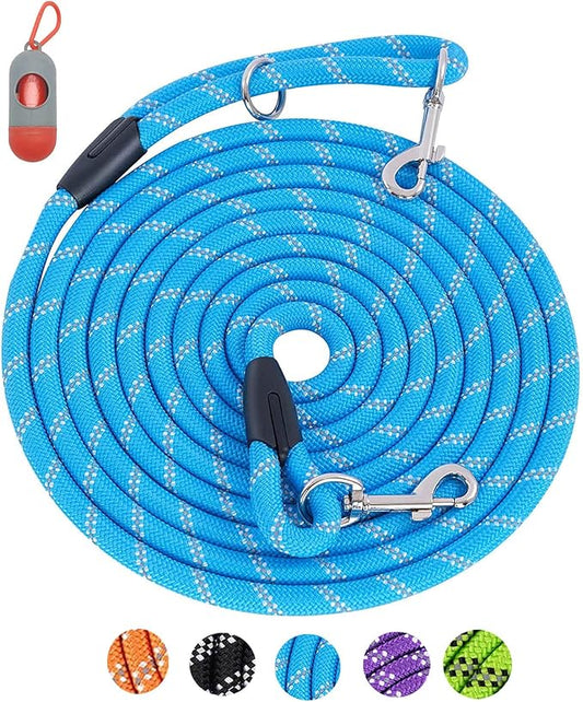 Long Rope Leash for Dog Training 16FT 30FT 50FT 100FT, Reflective Threads Check Cord Recall Training Agility Dog Lead for Large Medium Small Dogs, Dog Tie-out Cable for Playing, Camping, or Backyard